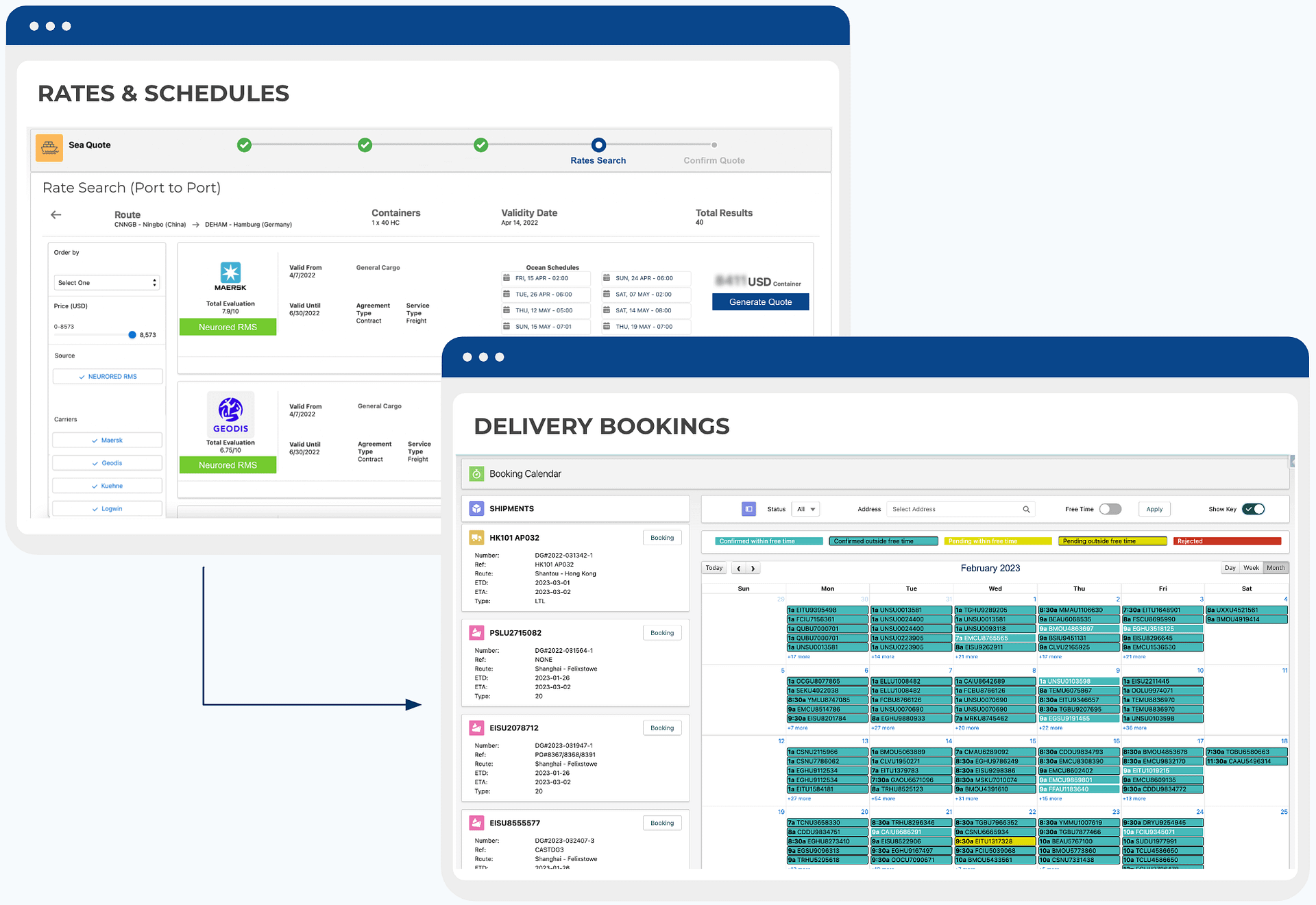 Rates, Schedules, Booking