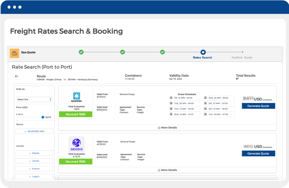 Freight Rates Customer Portal